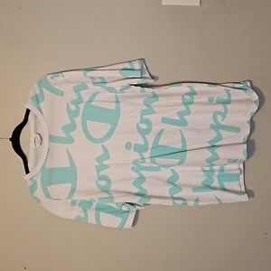 Turquoise and white short sleeve champion 🏆 shirt